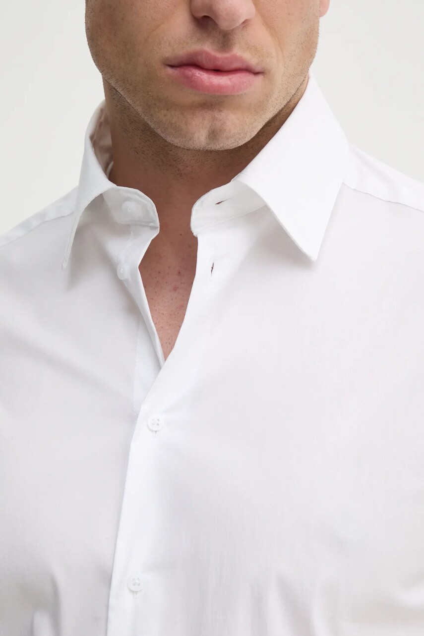 Сорочка United Colors of Benetton чоловіча колір білий slim класичний комір 5X3LUQ049