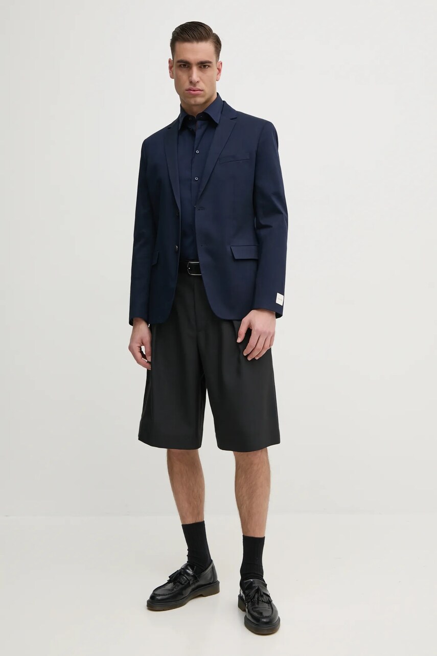 Сорочка United Colors of Benetton чоловіча колір синій slim класичний комір 5X3LUQ049