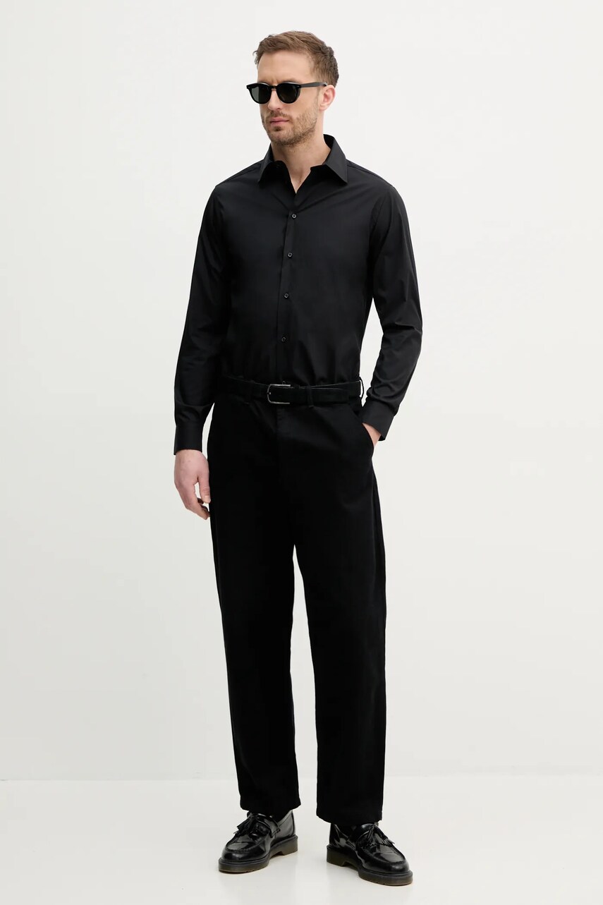 Сорочка United Colors of Benetton чоловіча колір чорний slim класичний комір 5X3LUQ049