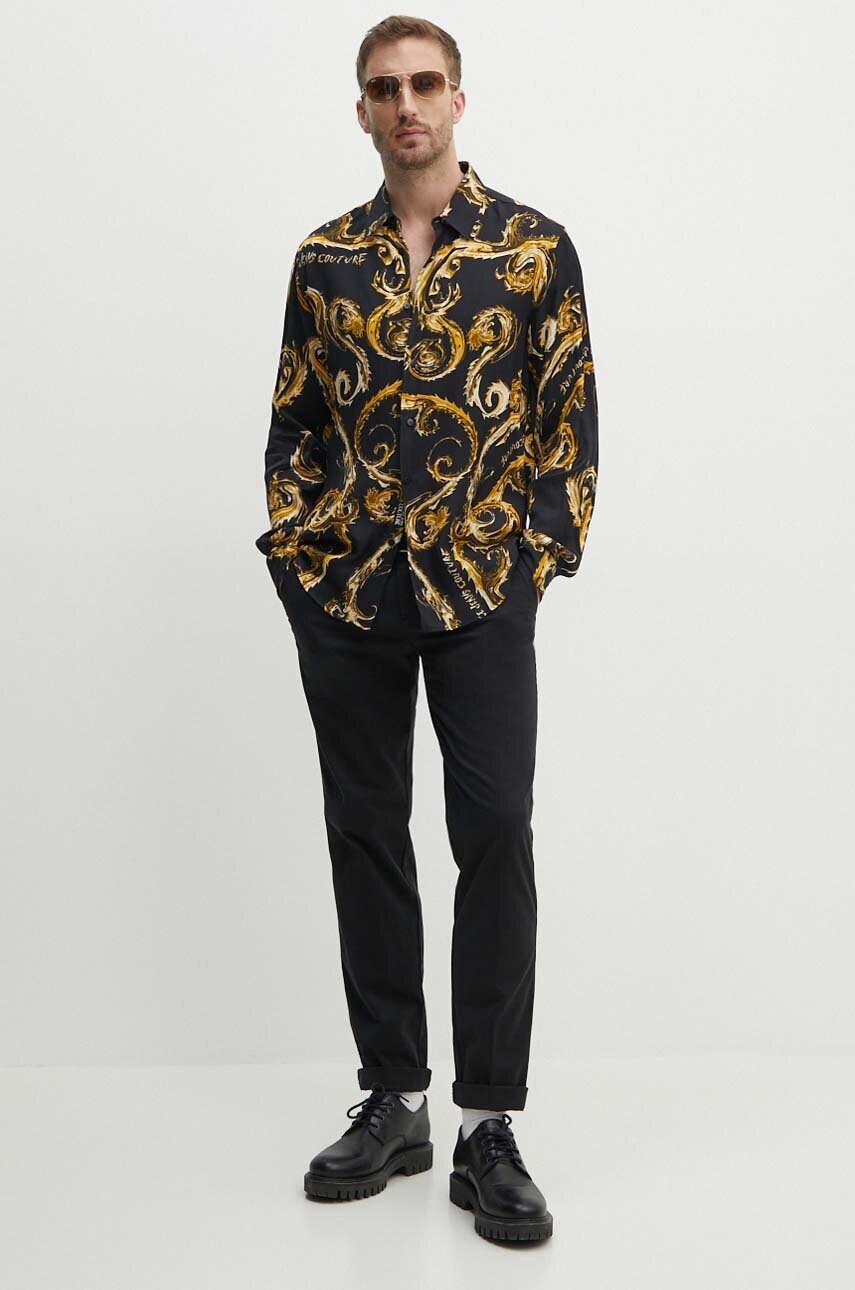 Сорочка Versace Jeans Couture чоловіча колір чорний regular класичний комір 77GAL2R0 NS508