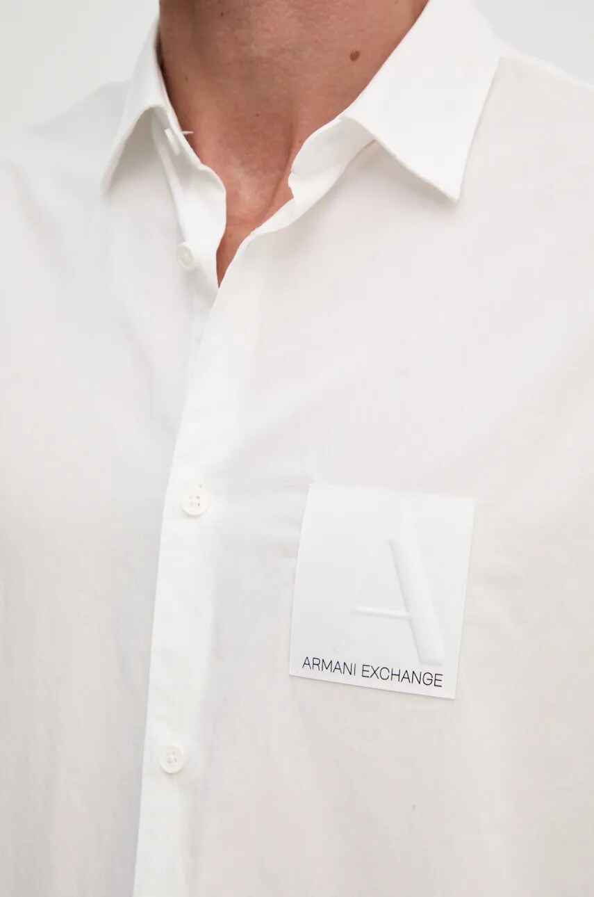 Бавовняна сорочка Armani Exchange чоловіча колір білий regular класичний комір 6DZC20 ZNXLZ