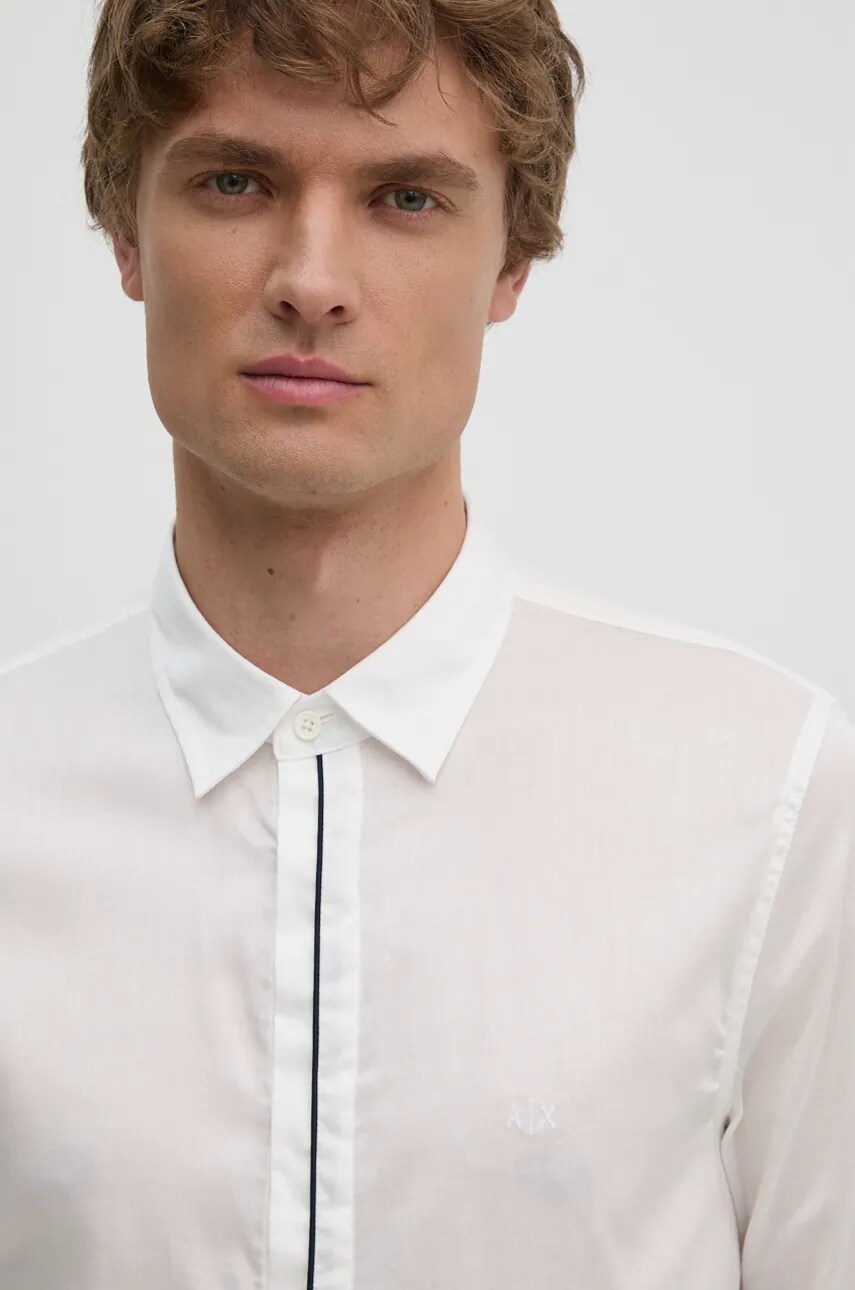 Бавовняна сорочка Armani Exchange чоловіча колір білий regular класичний комір 6DZC27 ZNZRZ