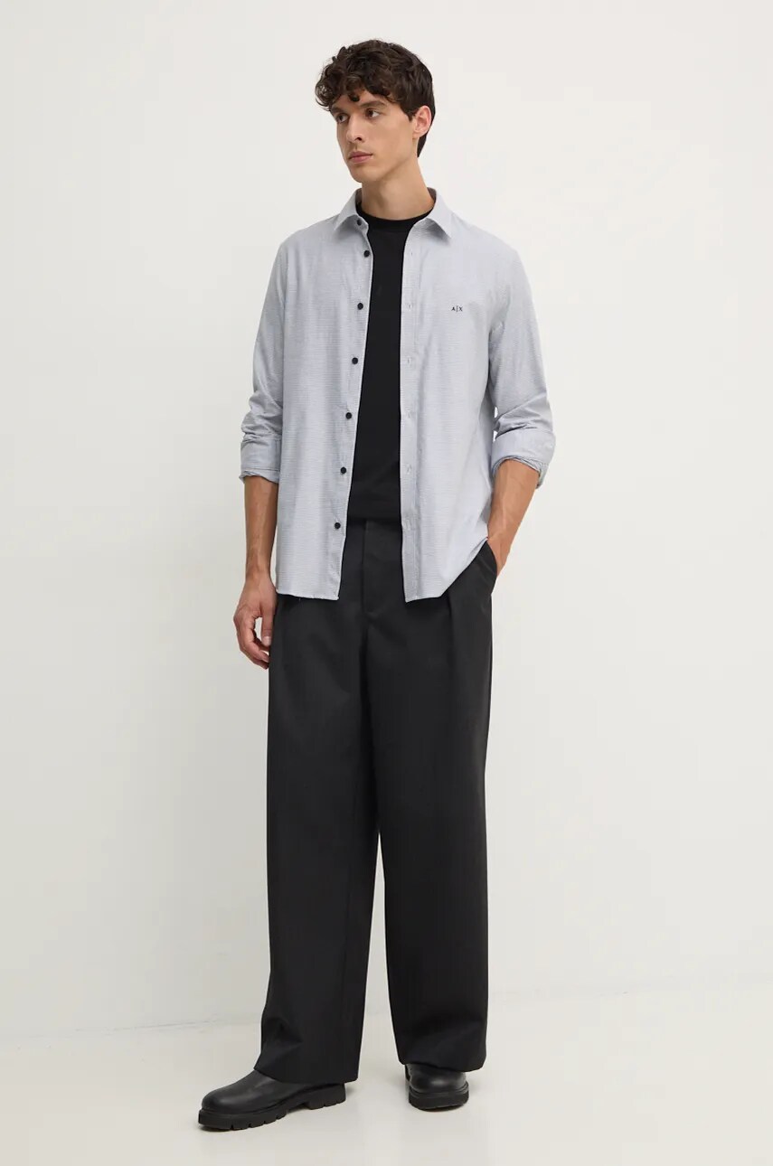 Сорочка Armani Exchange чоловіча колір сірий regular класичний комір 6DZC30 ZN5UZ