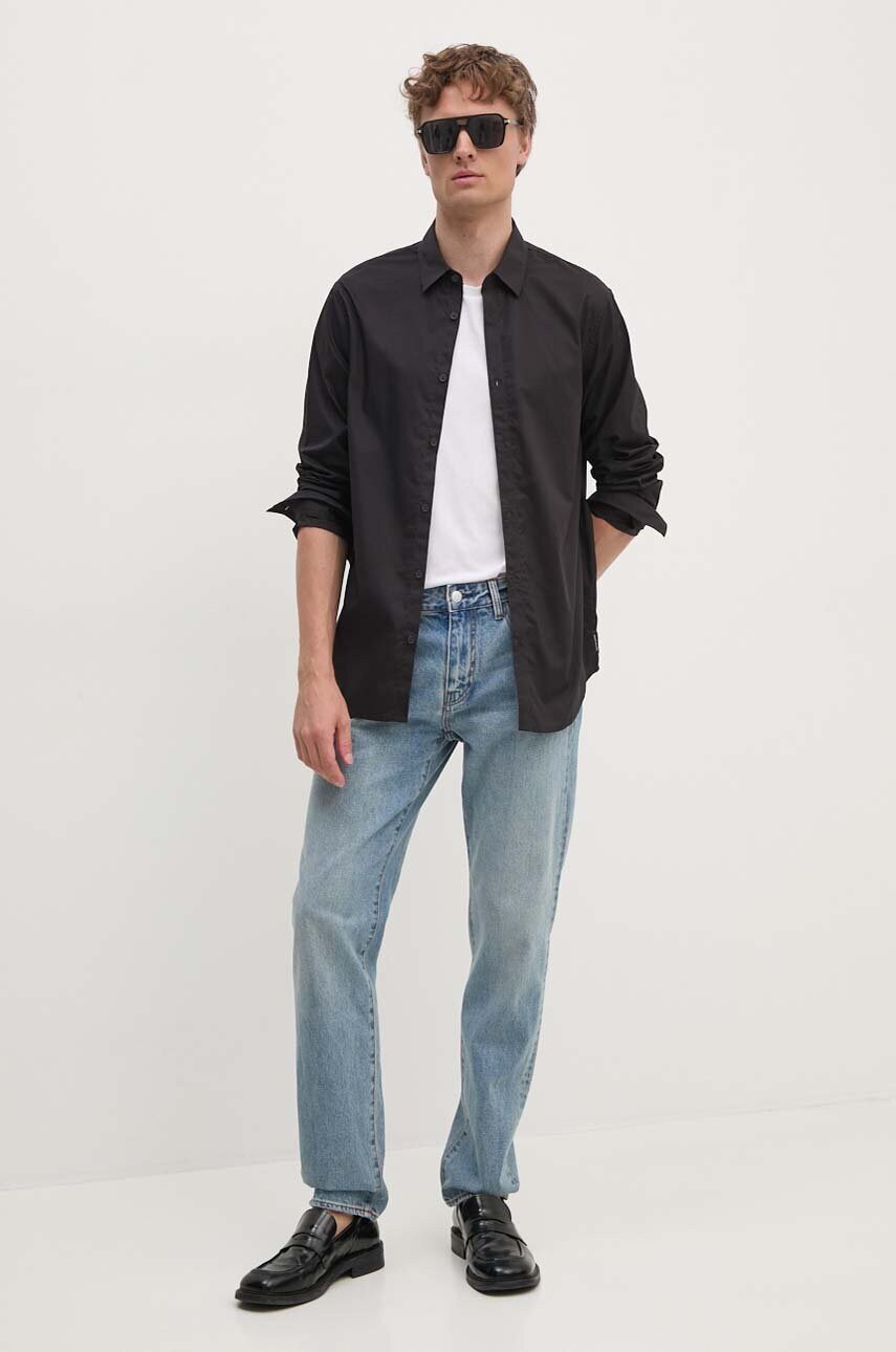 Бавовняна сорочка Armani Exchange чоловіча колір чорний regular класичний комір XM000006 AF10831