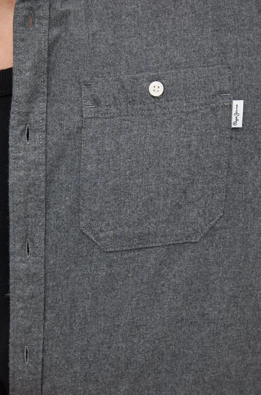 Бавовняна сорочка Pepe Jeans MIKE чоловіча колір сірий regular комір button-down PM308719