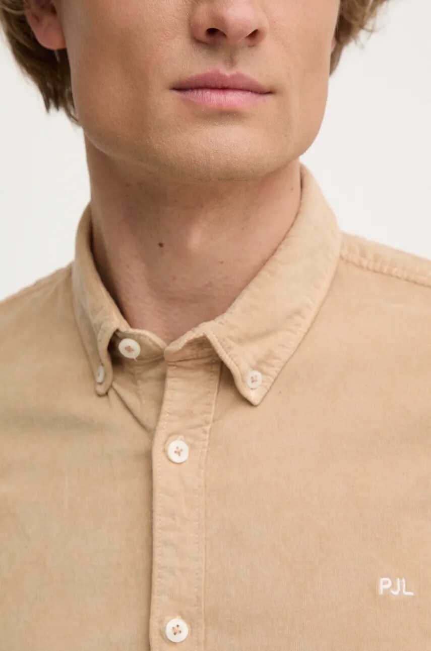 Вельветова сорочка Pepe Jeans MILLER колір бежевий regular комір button-down PM308730