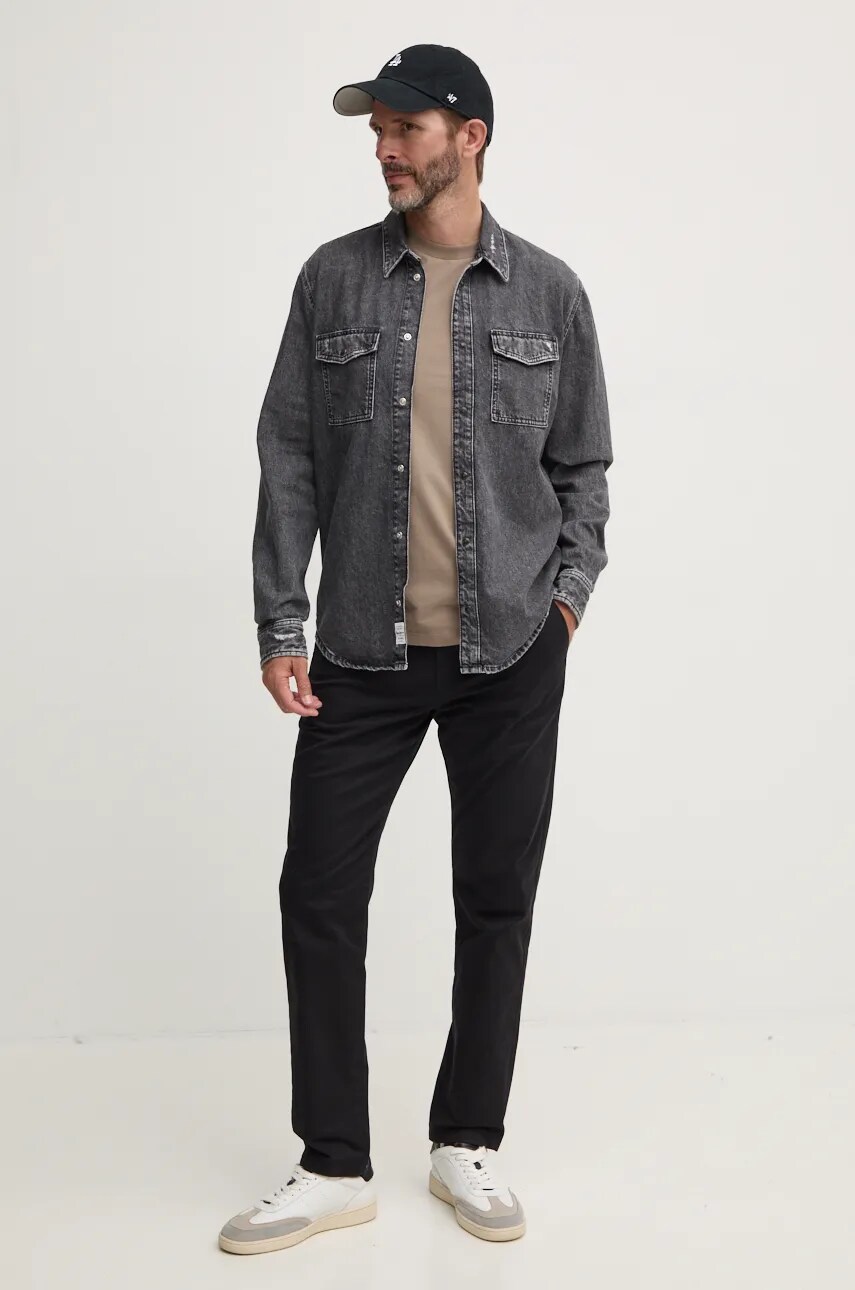 Джинсова сорочка Pepe Jeans BROOKS чоловіча колір сірий regular класичний комір PM308767