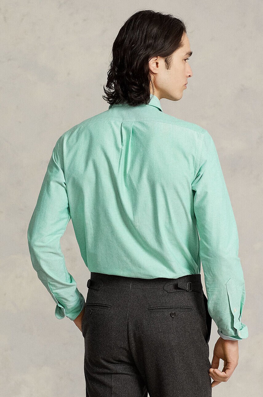 Бавовняна сорочка Polo Ralph Lauren чоловіча колір зелений slim комір button-down 710852742