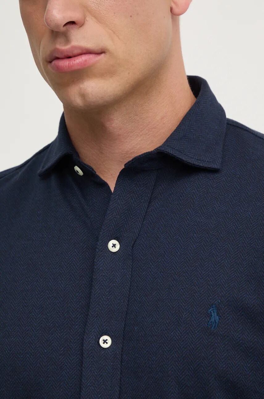 Бавовняна сорочка Polo Ralph Lauren чоловіча колір синій regular класичний комір 710958122