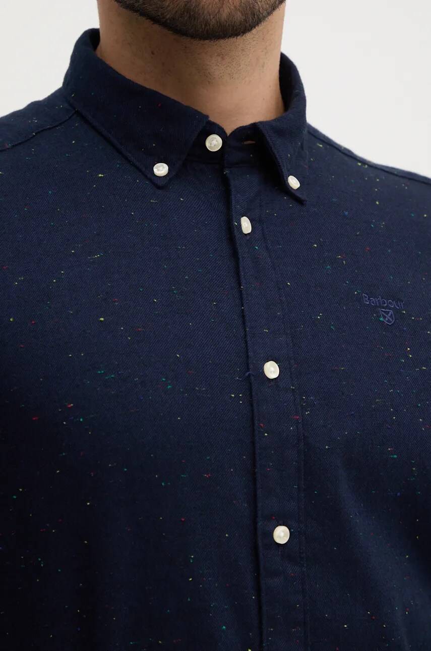 Сорочка Barbour чоловіча колір синій slim комір button-down MSH5518