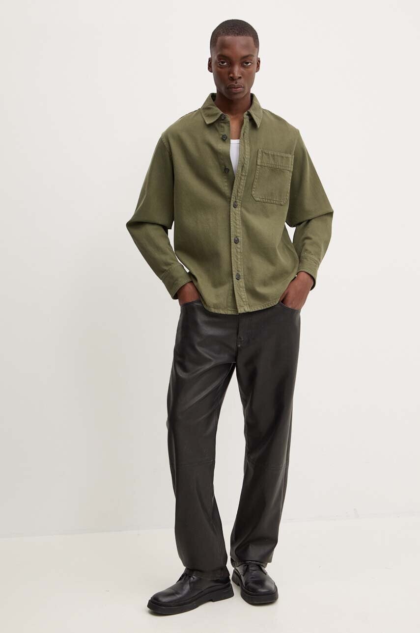 Джинсова сорочка A.P.C. surchemise basile cavalier чоловіча колір зелений relaxed класичний комір COGZV.H02939