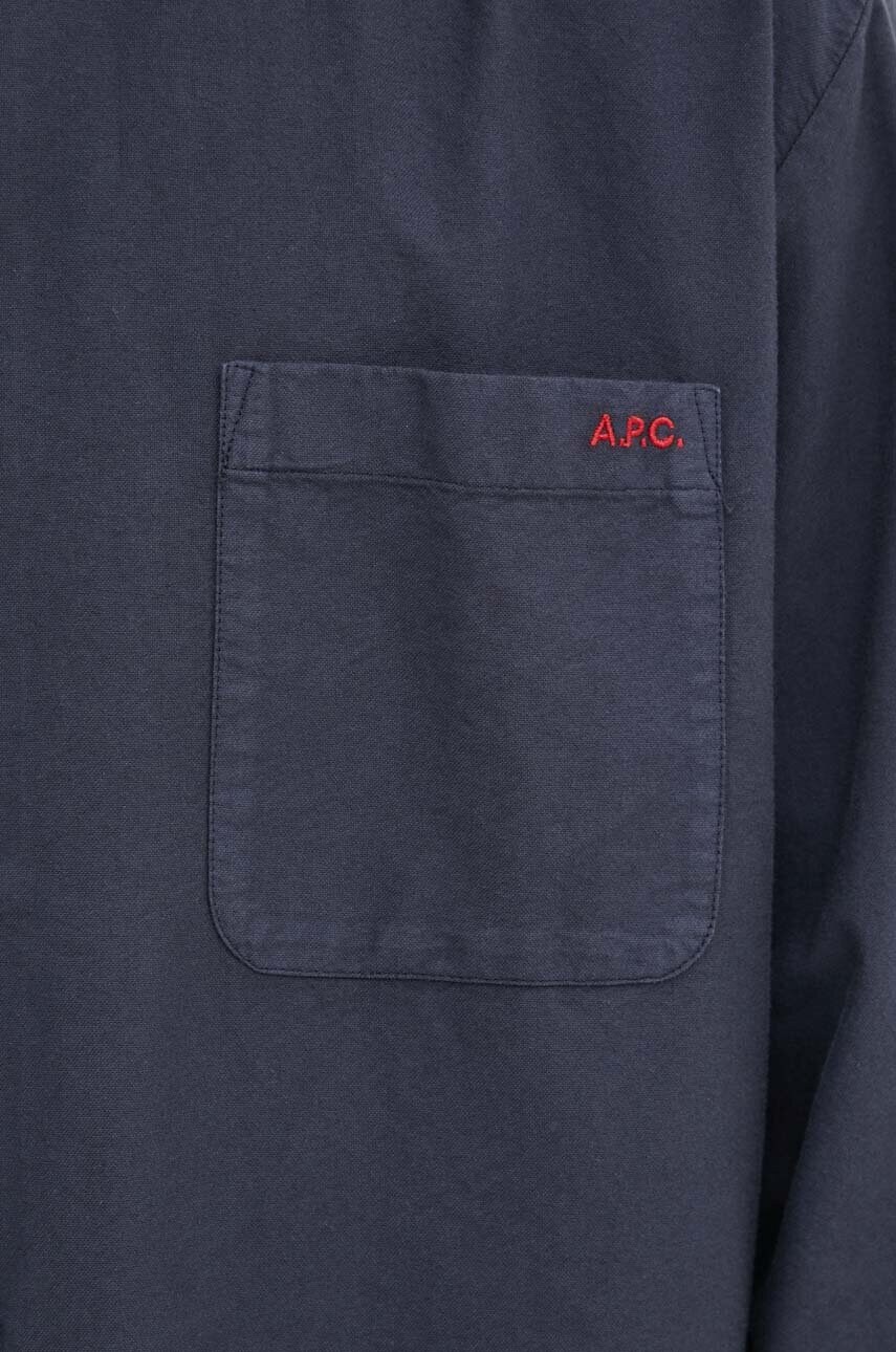Бавовняна сорочка A.P.C. Chemise Mateo Logo чоловіча колір синій relaxed комір button-down COHAH.H12599