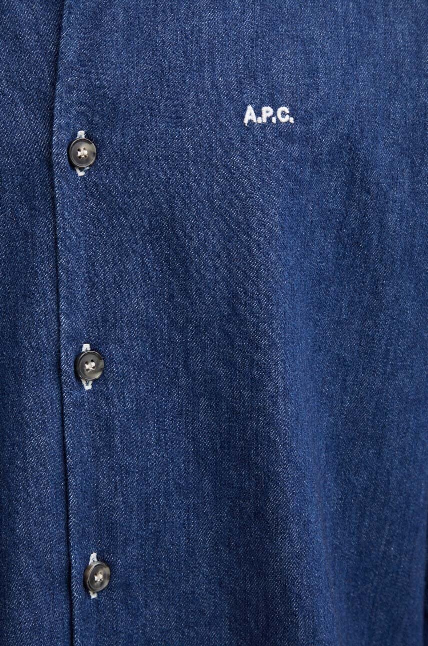 Джинсова сорочка A.P.C. chemise mathias logo чоловіча колір синій relaxed комір button-down COHAL.H12586