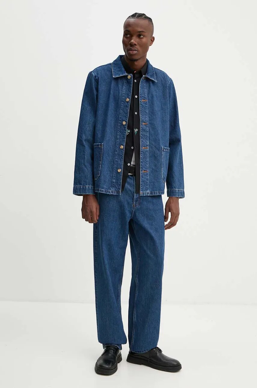 Джинсова сорочка A.P.C. veste kerlouan logo чоловіча колір синій regular класичний комір COHTD.H03205