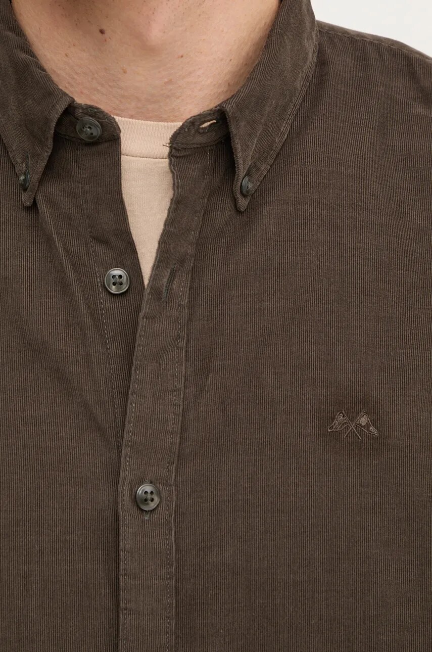 Вельветова сорочка Lindbergh колір зелений regular комір button-down 30-225016