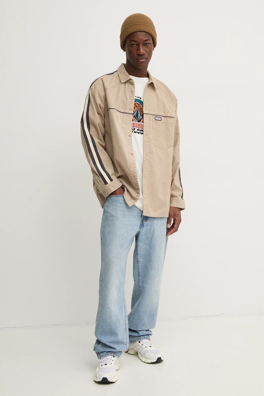 Бавовняна сорочка Quiksilver Seward чоловіча колір бежевий relaxed класичний комір EQYWT04583