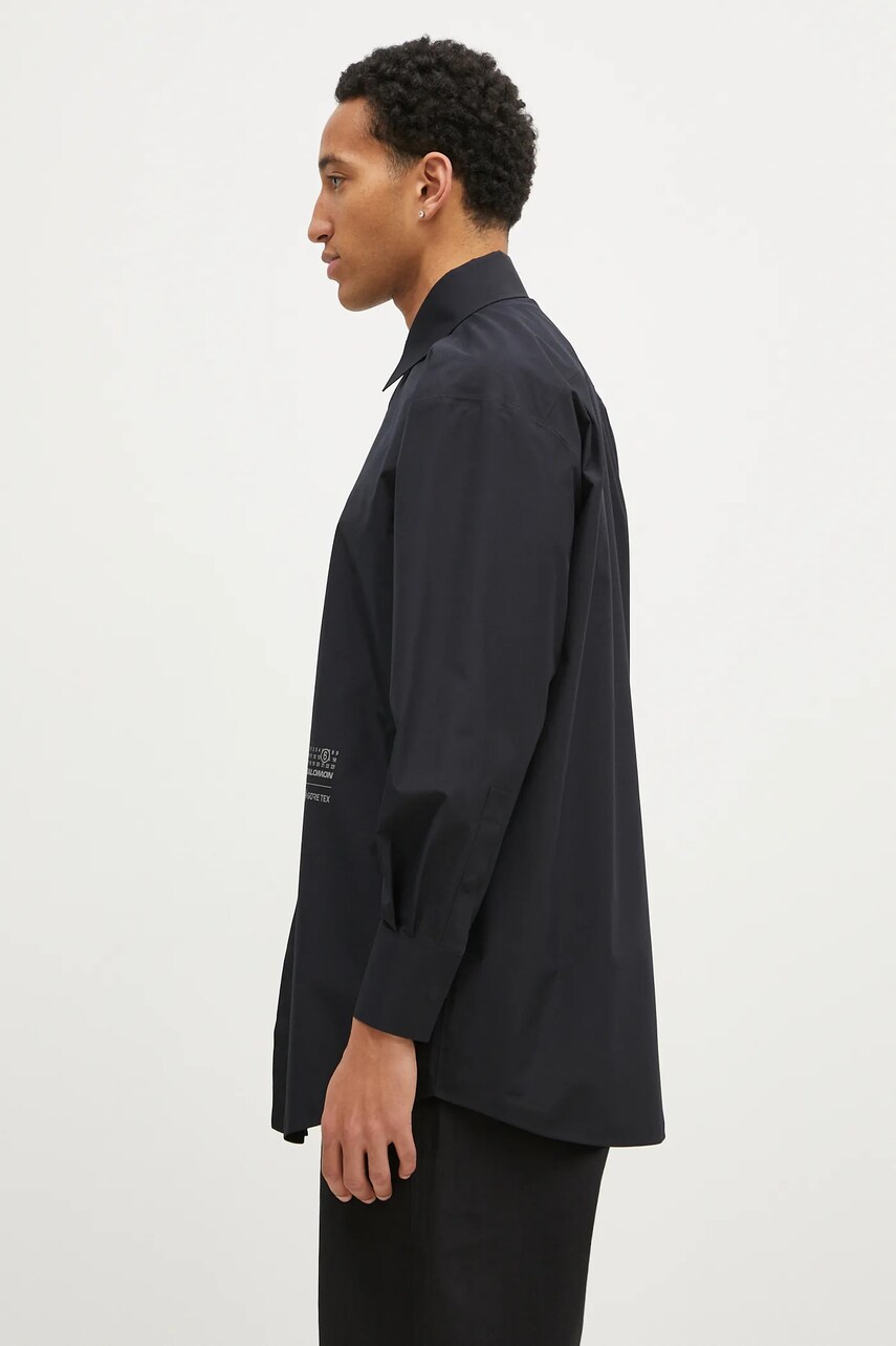 Сорочка MM6 Maison Margiela чоловіча колір чорний relaxed класичний комір SH0DT0018.M35200