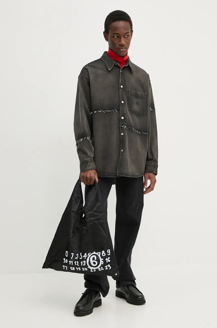 Джинсова сорочка MM6 Maison Margiela чоловіча колір сірий relaxed класичний комір SH2DT0009.S30848