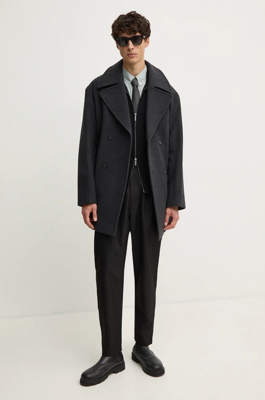 Сорочка Sisley чоловіча колір бірюзовий regular комір button-down 5SEQSQ049