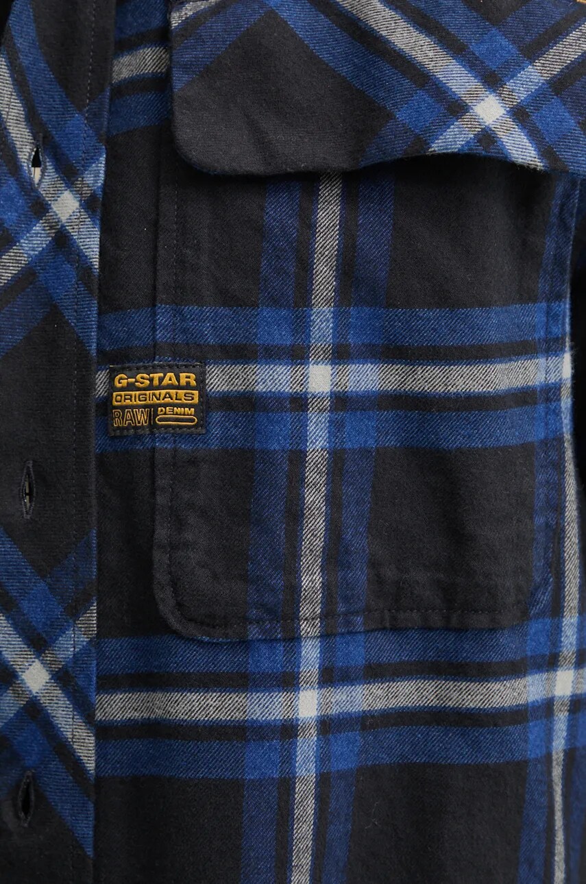 Бавовняна сорочка G-Star Raw чоловіча колір чорний regular класичний комір D23583-D747