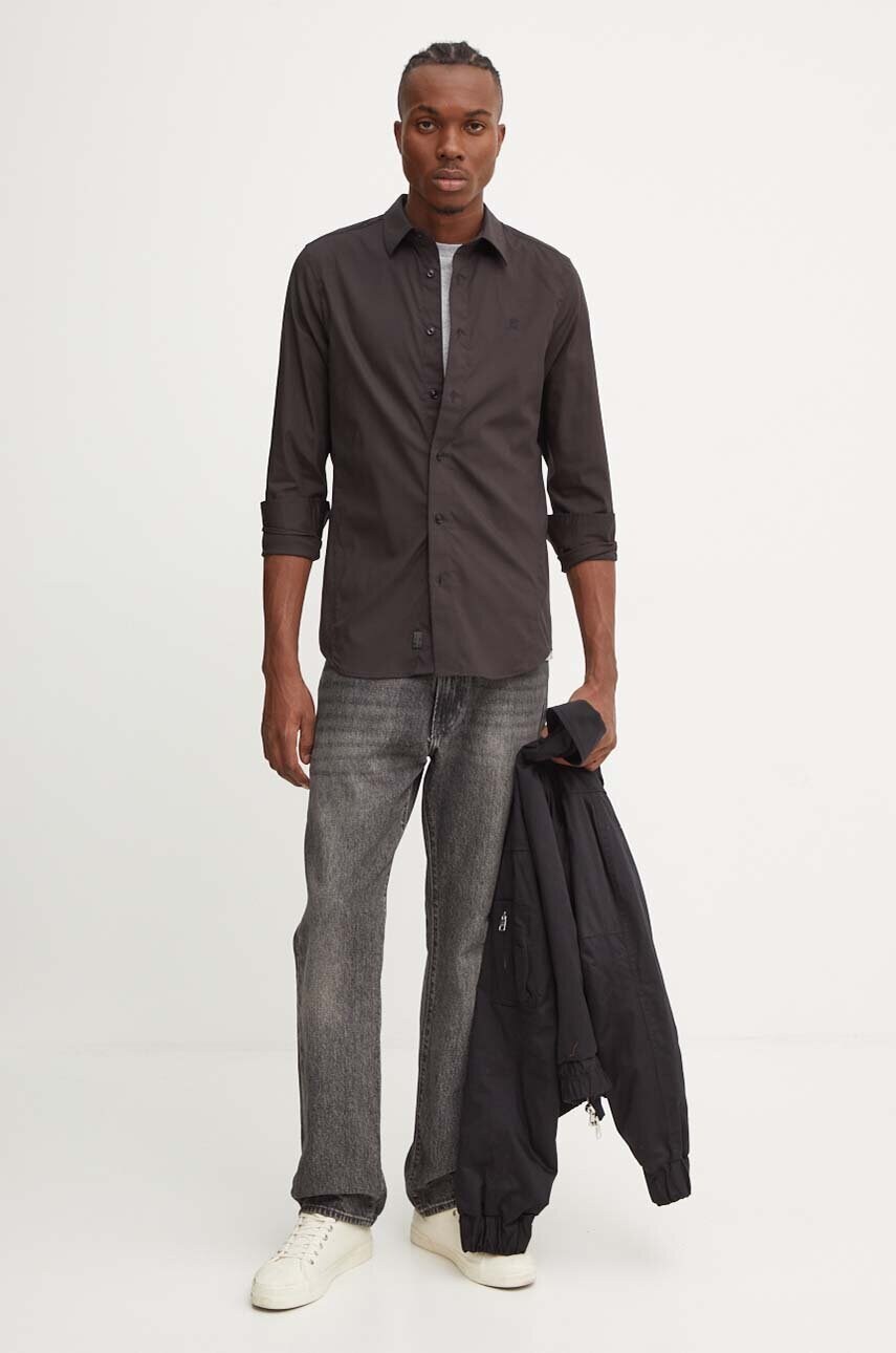 Сорочка G-Star Raw чоловіча колір чорний slim класичний комір D25176-D701