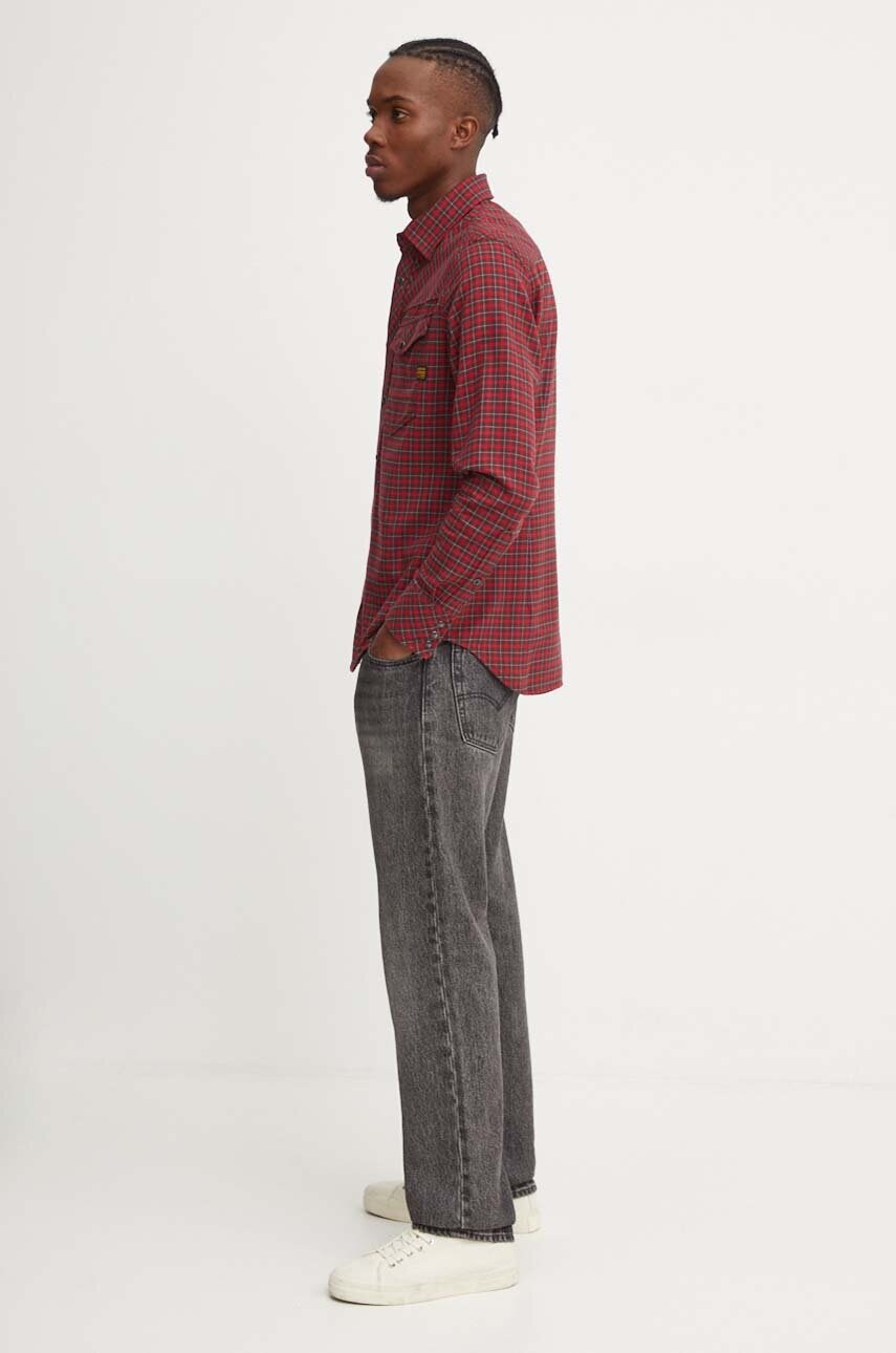 Бавовняна сорочка G-Star Raw чоловіча колір червоний regular класичний комір D25223-D818