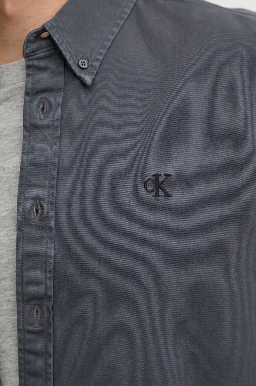 Сорочка Calvin Klein Jeans чоловіча колір сірий regular комір button-down J30J326187