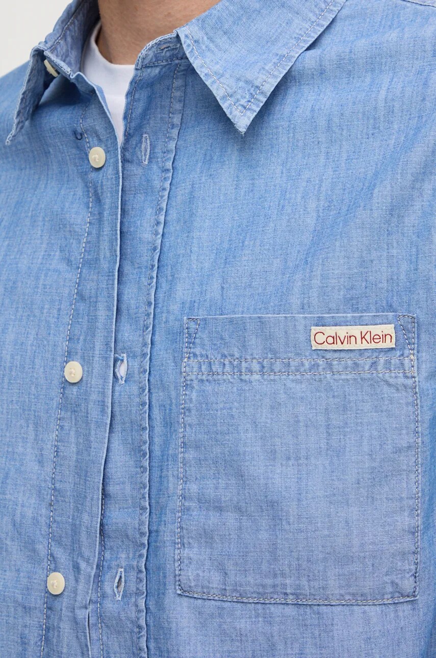 Бавовняна сорочка Calvin Klein Jeans чоловіча regular класичний комір J30J326676