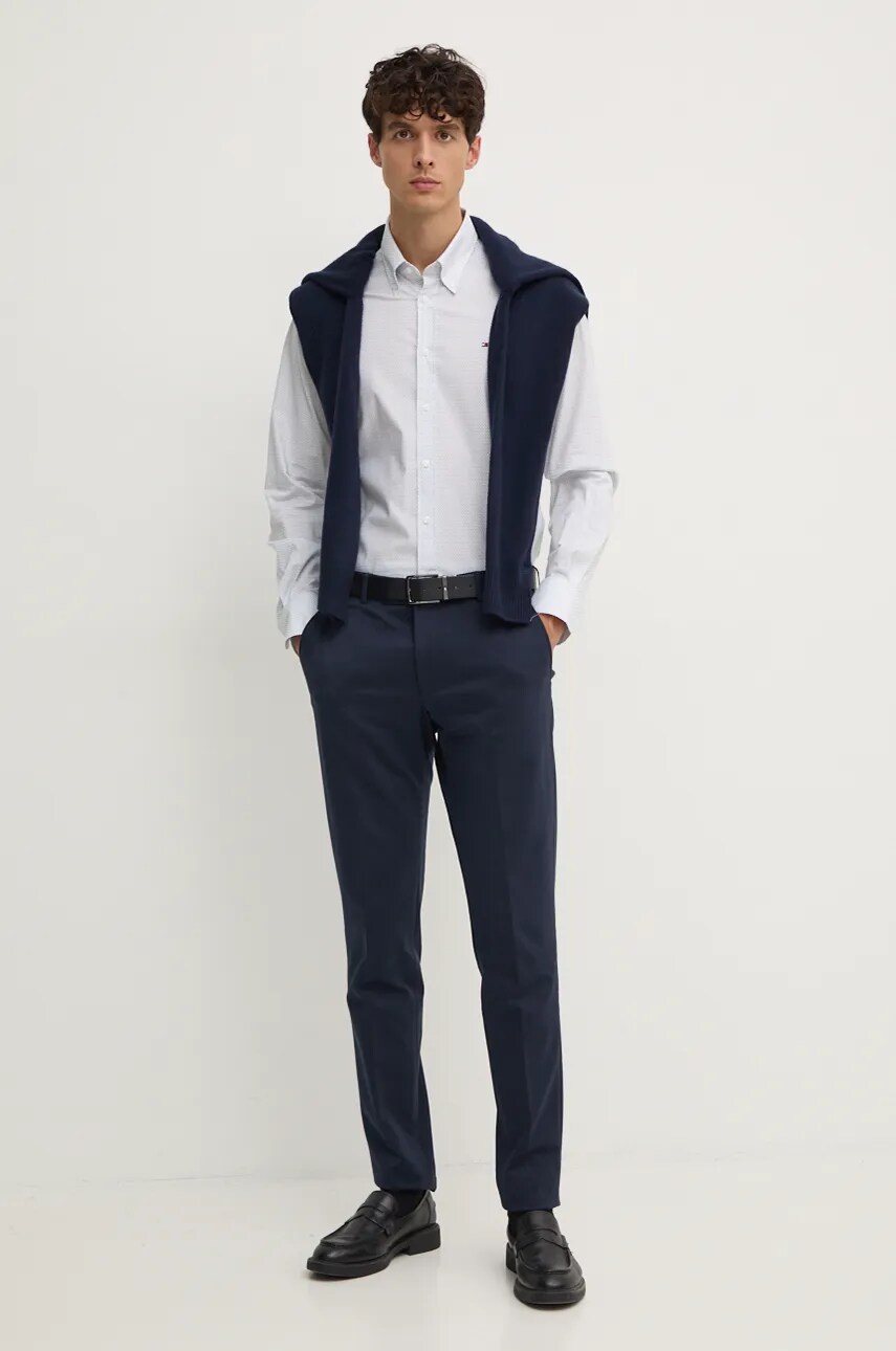 Сорочка Tommy Hilfiger чоловіча колір білий slim комір button-down MW0MW36914