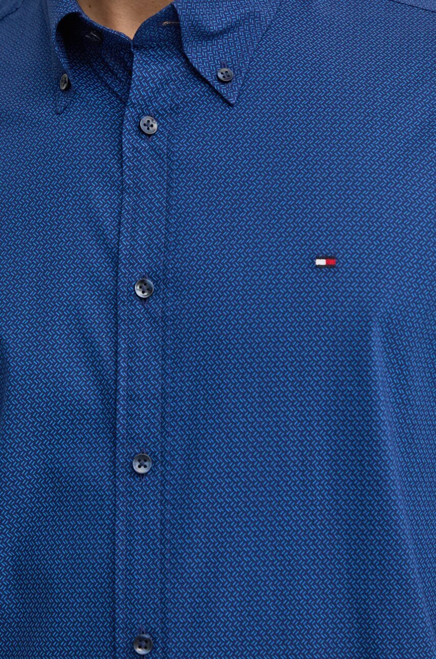 Сорочка Tommy Hilfiger чоловіча колір синій slim комір button-down MW0MW36914