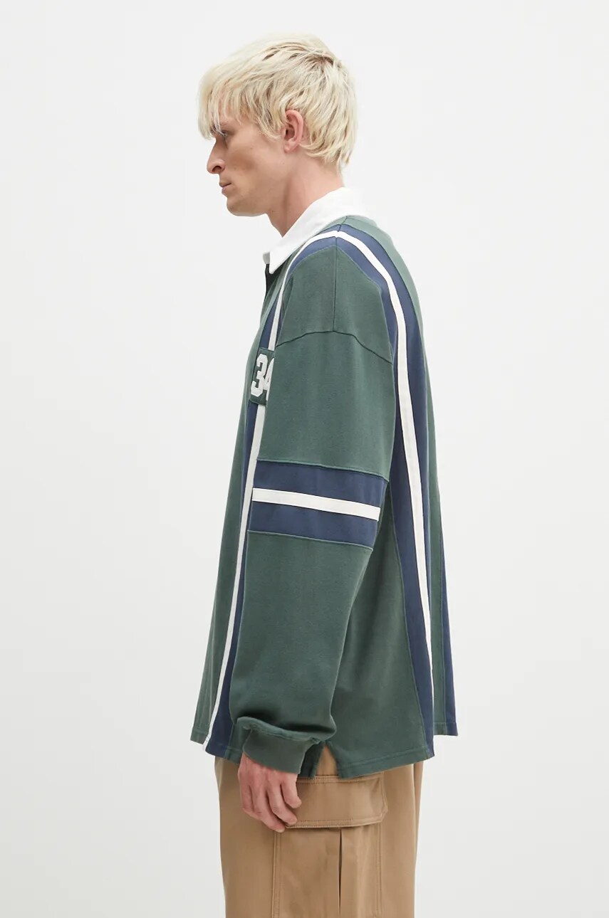 Бавовняна кофта AMBUSH Striped Rugby Shirt чоловіча колір зелений з аплікацією BMGC002F24JER0015245