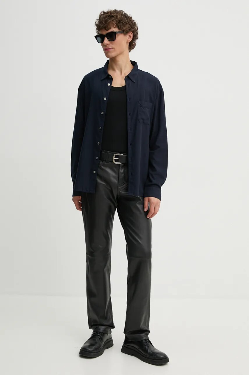 Сорочка ZADIG&VOLTAIRE чоловіча колір синій relaxed класичний комір WMSH00292