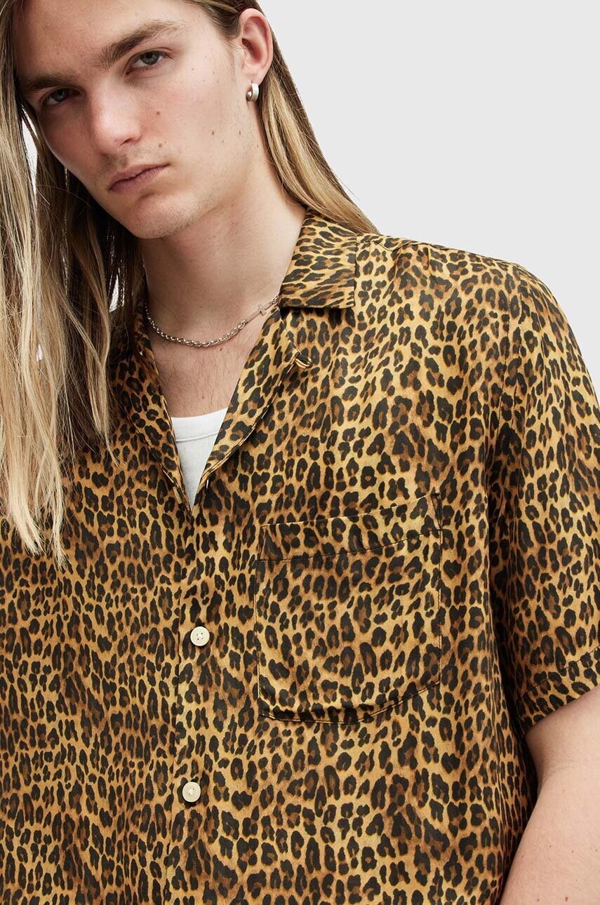 Сорочка AllSaints CARCLE чоловіча колір чорний relaxed класичний комір M012SB