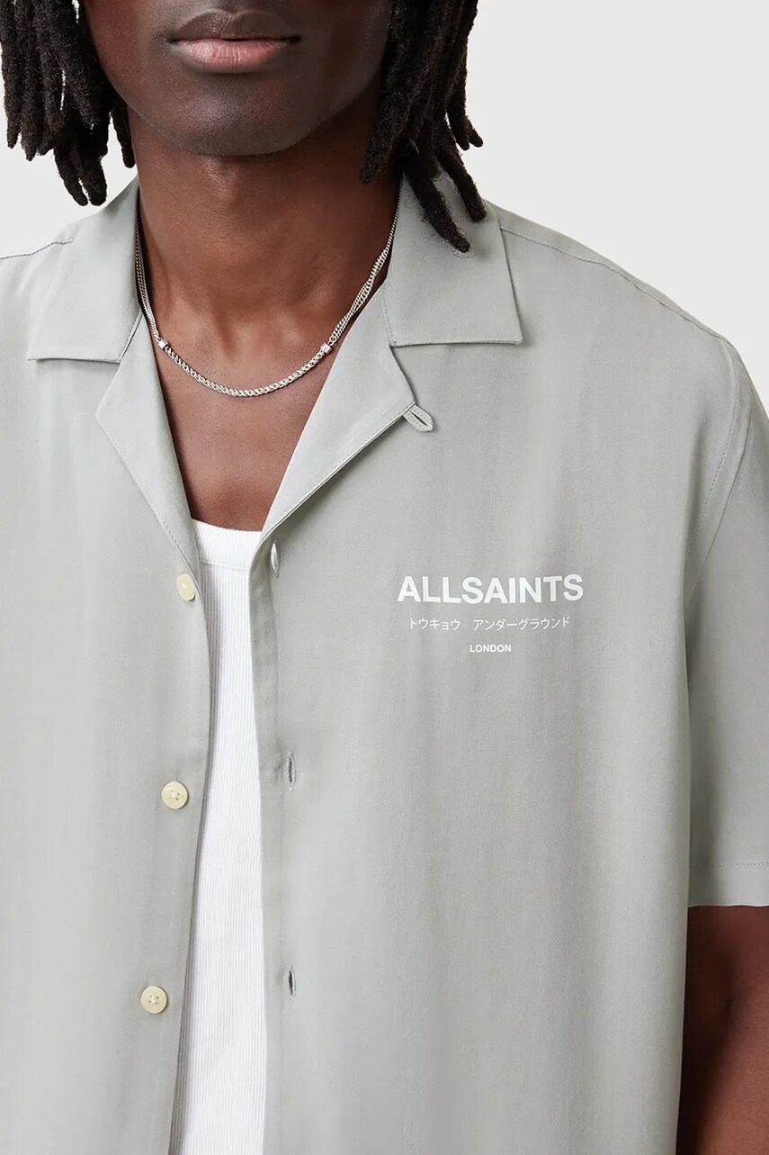 Сорочка AllSaints UNDERGROUND чоловіча колір сірий relaxed класичний комір M158SB