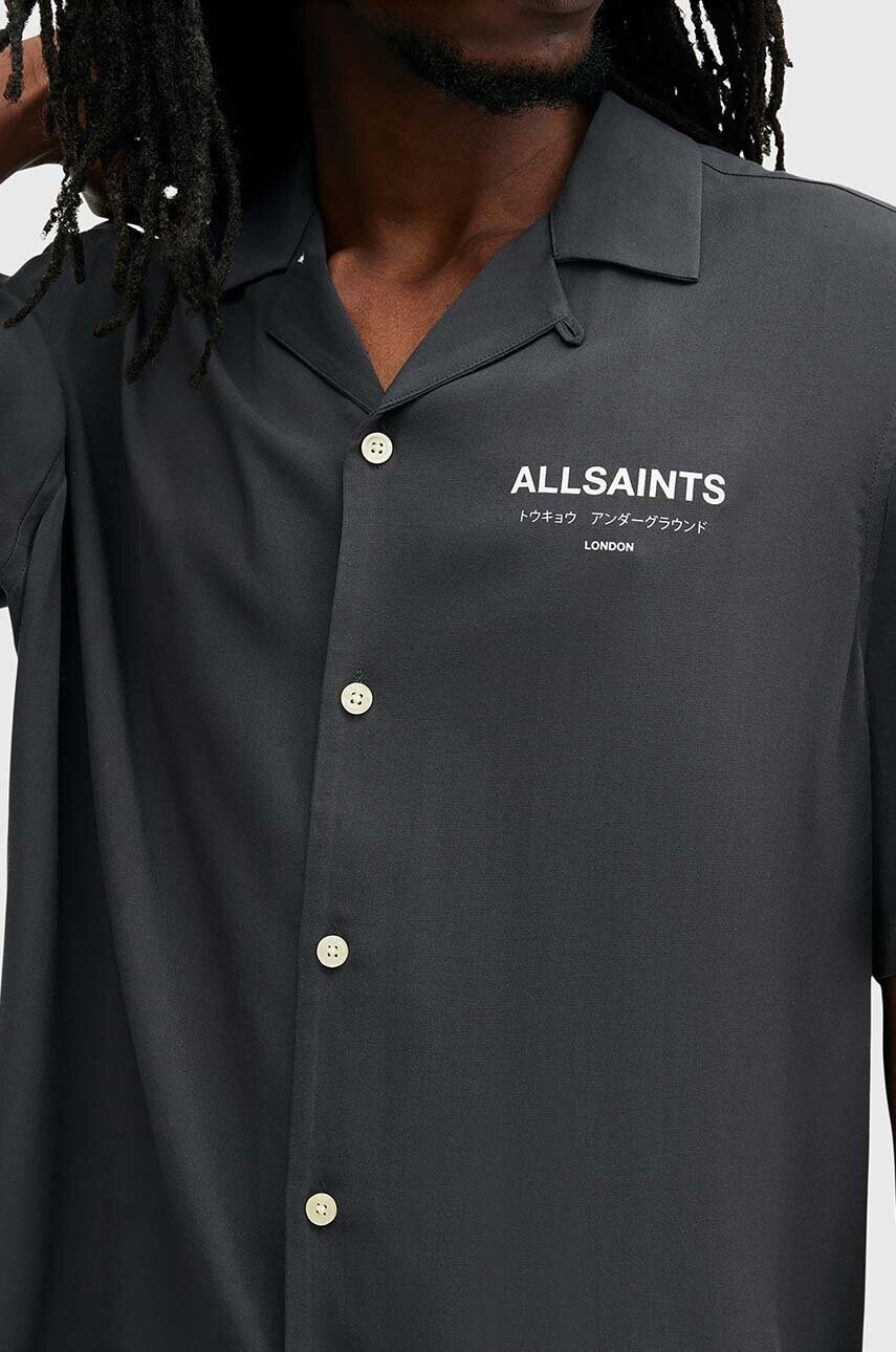 Сорочка AllSaints UNDERGROUND чоловіча колір синій relaxed класичний комір M158SB