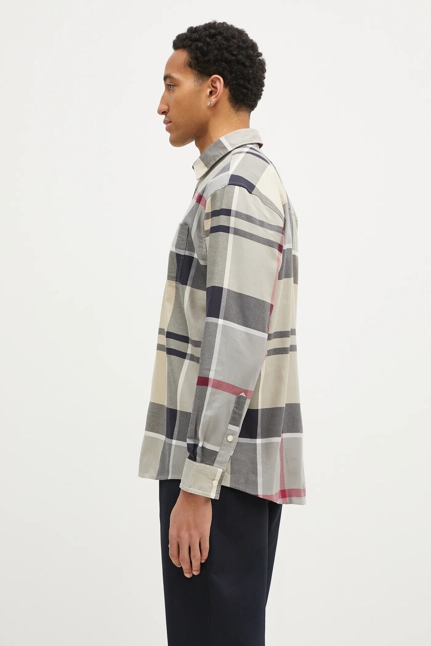 Бавовняна сорочка Barbour Renford OS Tartan Shirt чоловіча колір бежевий regular класичний комір MSH5514