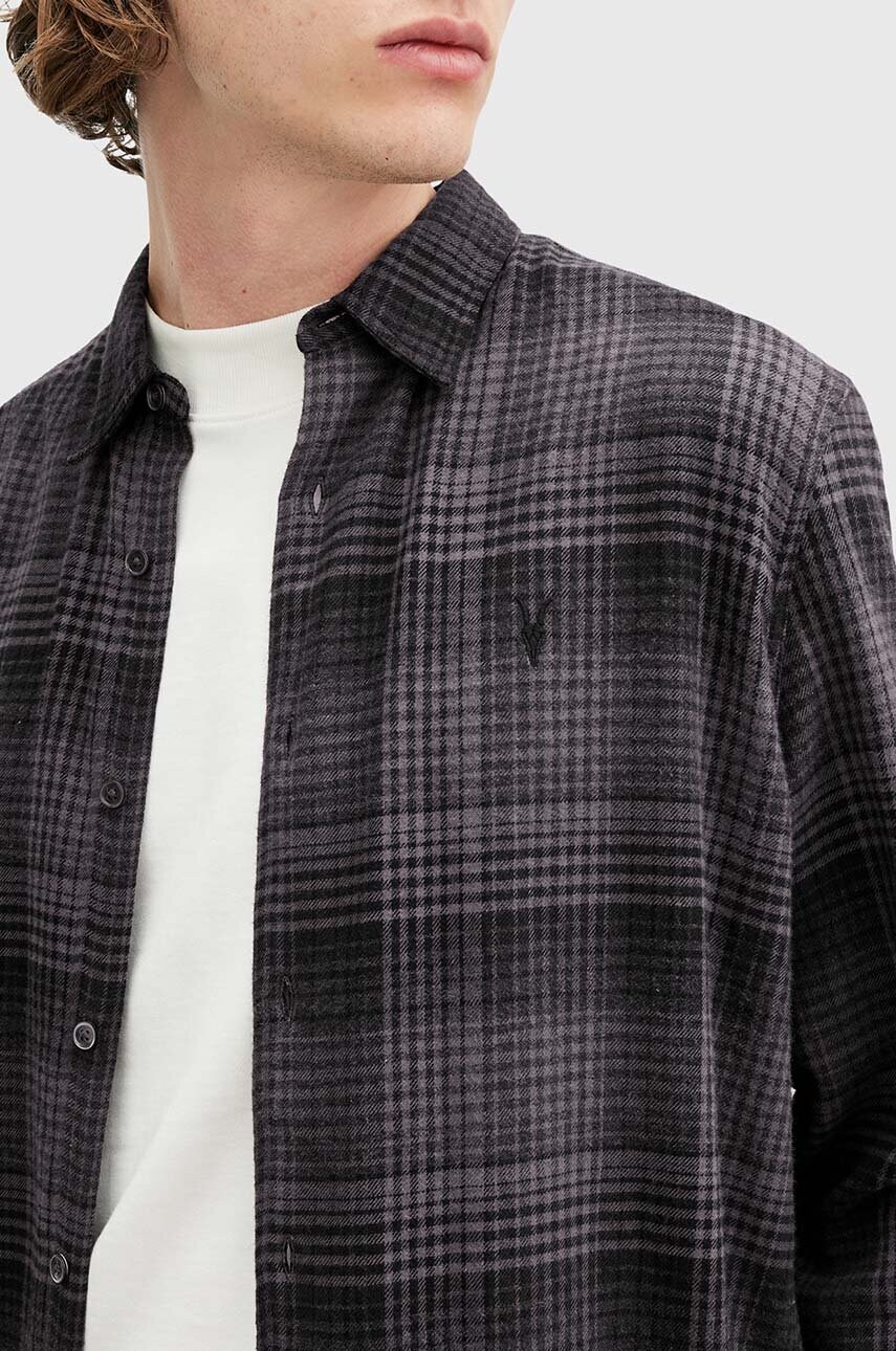 Бавовняна сорочка AllSaints SONIK LS SHIRT чоловіча колір сірий relaxed класичний комір M037SB