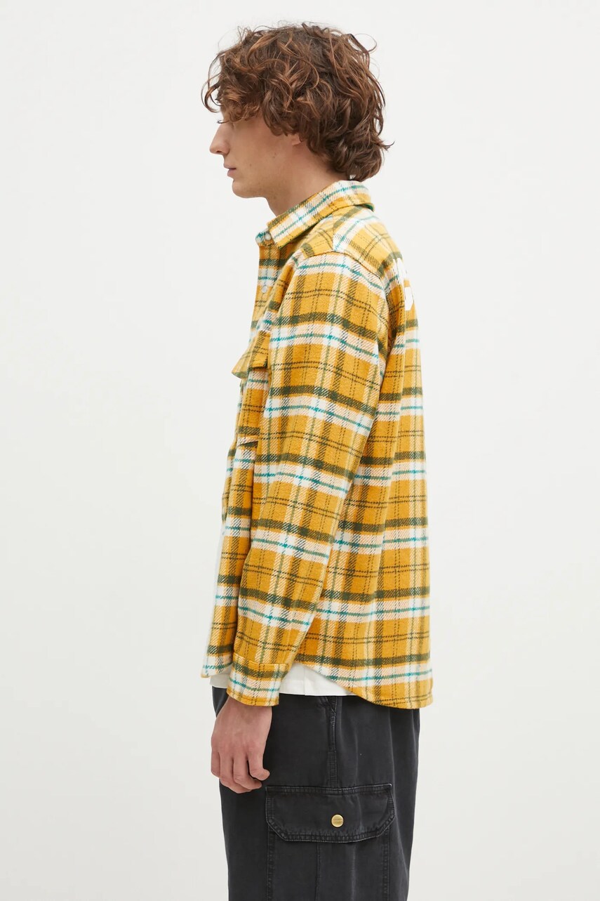 Сорочка ICECREAM Flannel Overshirt чоловіча колір жовтий relaxed класичний комір IC24319
