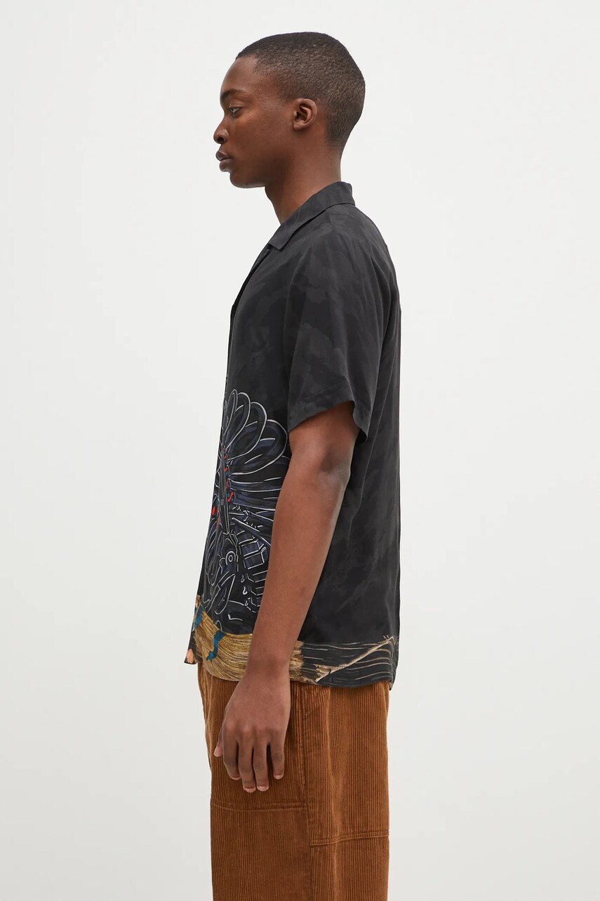 Сорочка Maharishi Cyber Skeleton Camp Collar Shirt чоловіча колір чорний relaxed 1408.MULTI