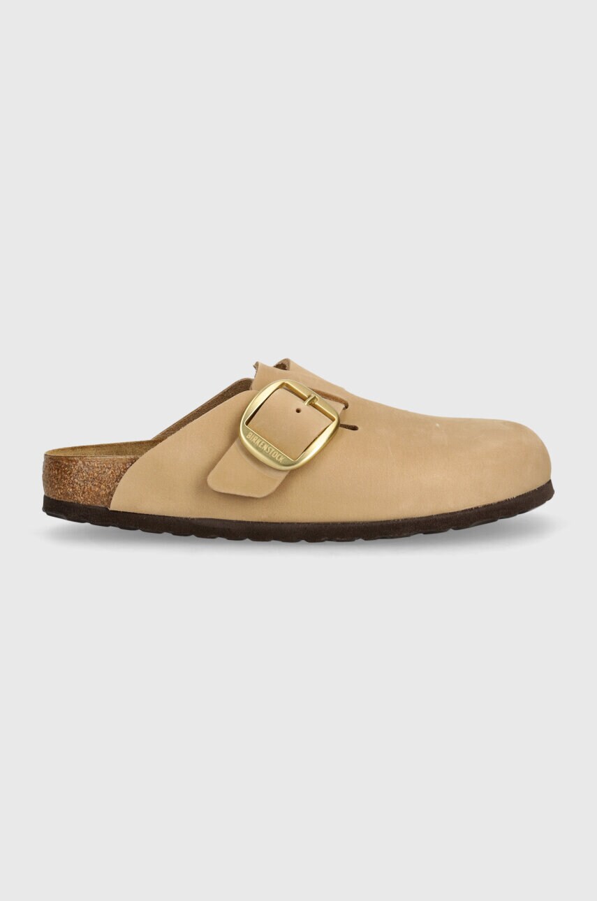 Шльопанці з нубуку Birkenstock Boston Big Buckle колір бежевий 1028052