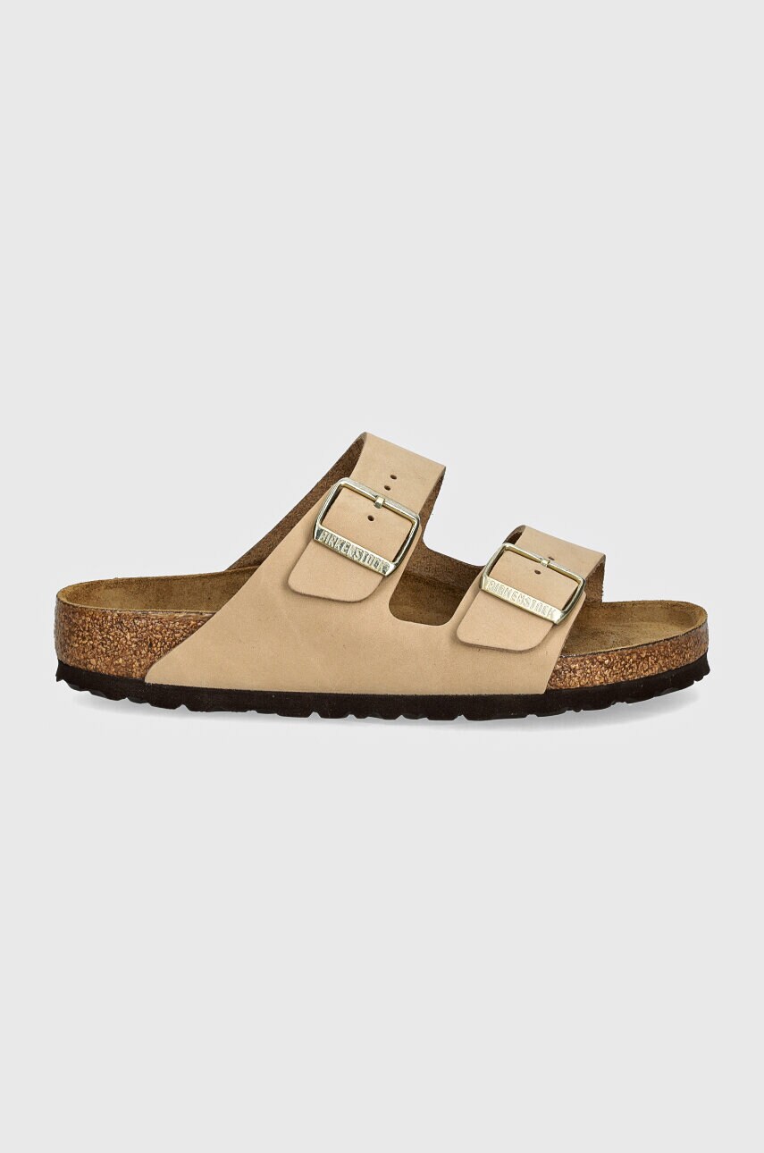 Шльопанці з нубуку Birkenstock Arizona SFB колір бежевий 1019013