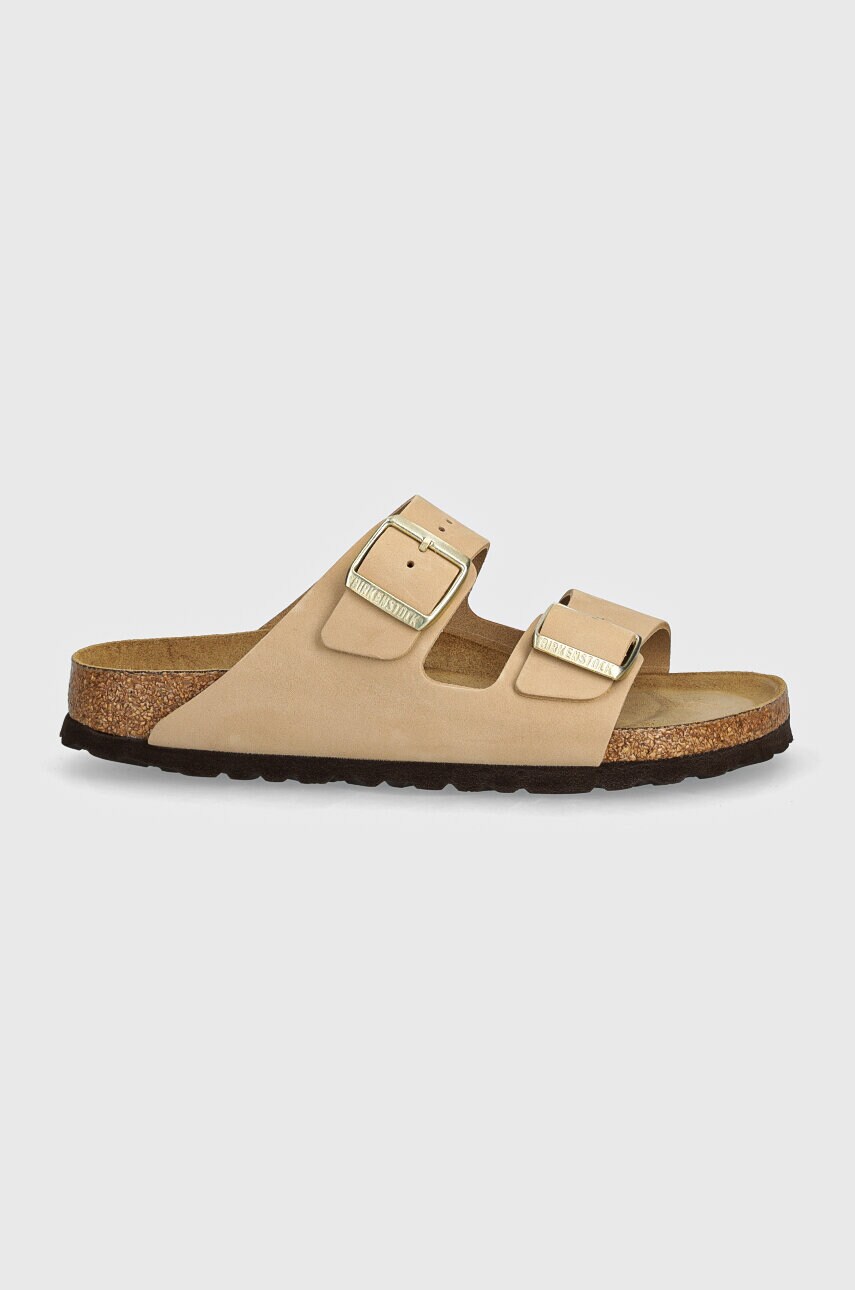 Шльопанці з нубуку Birkenstock Arizona SFB колір бежевий 1019016
