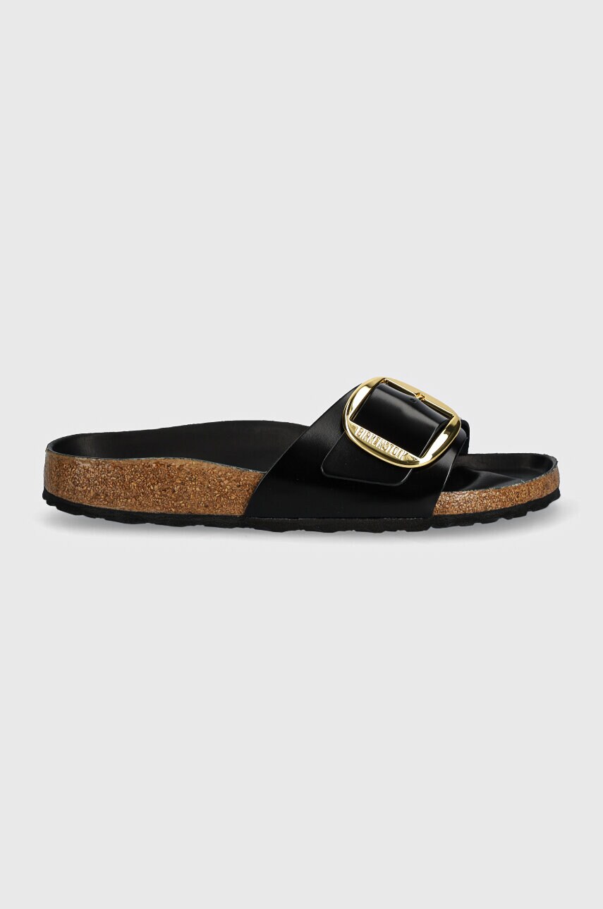 Шкіряні шльопанці Birkenstock Madrid Big Buckle жіночі колір чорний 1022650