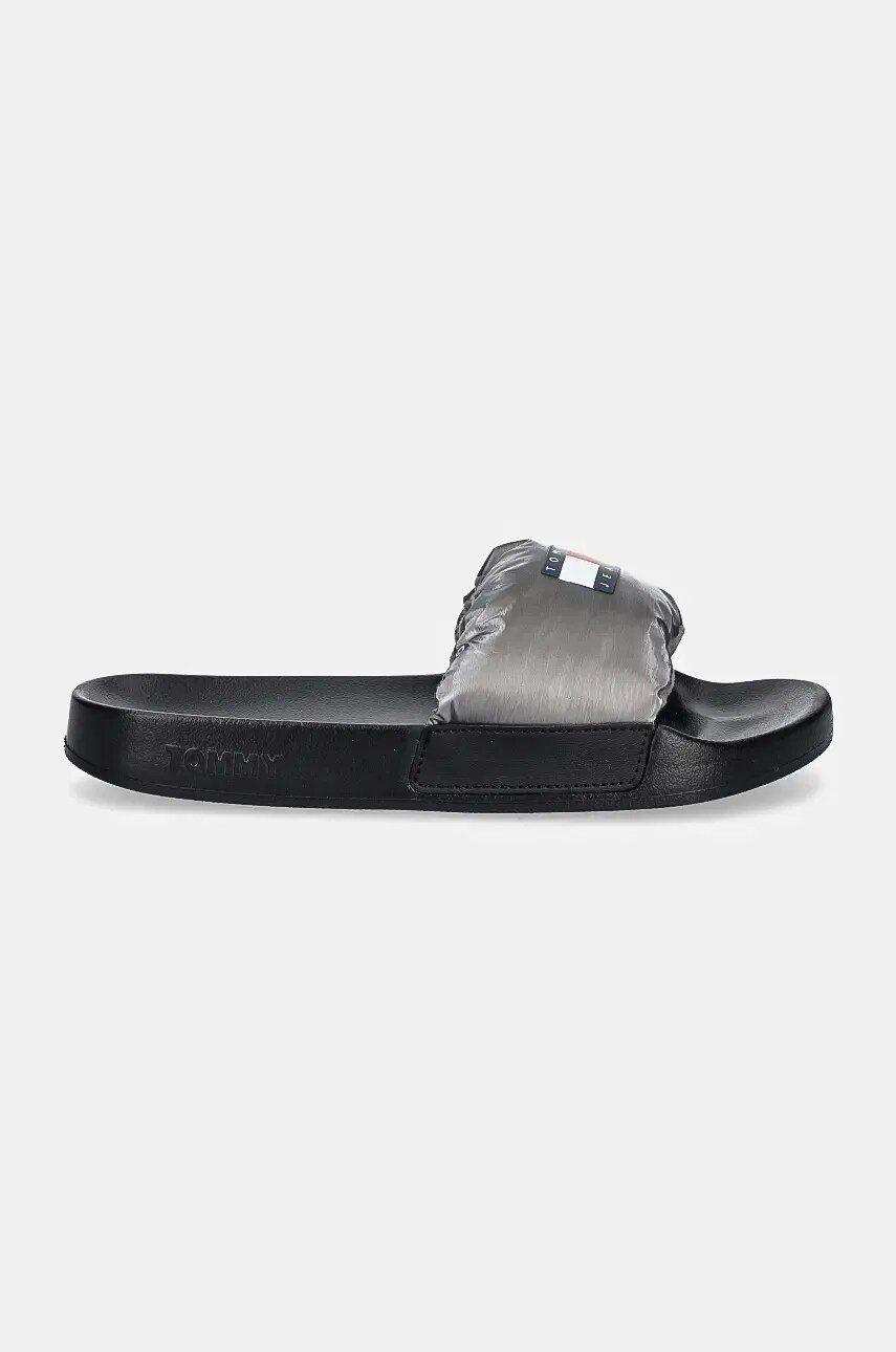 Шльопанці Tommy Jeans TJW INTERESTING MAT POOL SLIDE жіночі колір срібний EN0EN02767