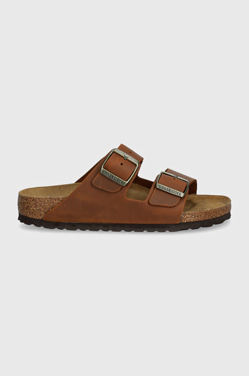 Шкіряні шльопанці Birkenstock Arizona жіночі колір коричневий 1028401