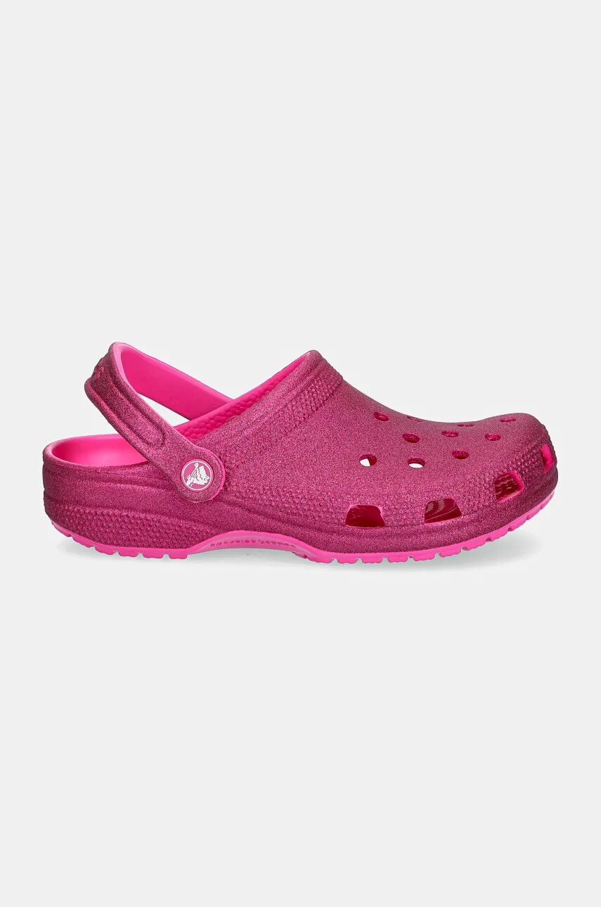 Шльопанці Crocs Classic Glitter Clog жіночі колір рожевий 205942