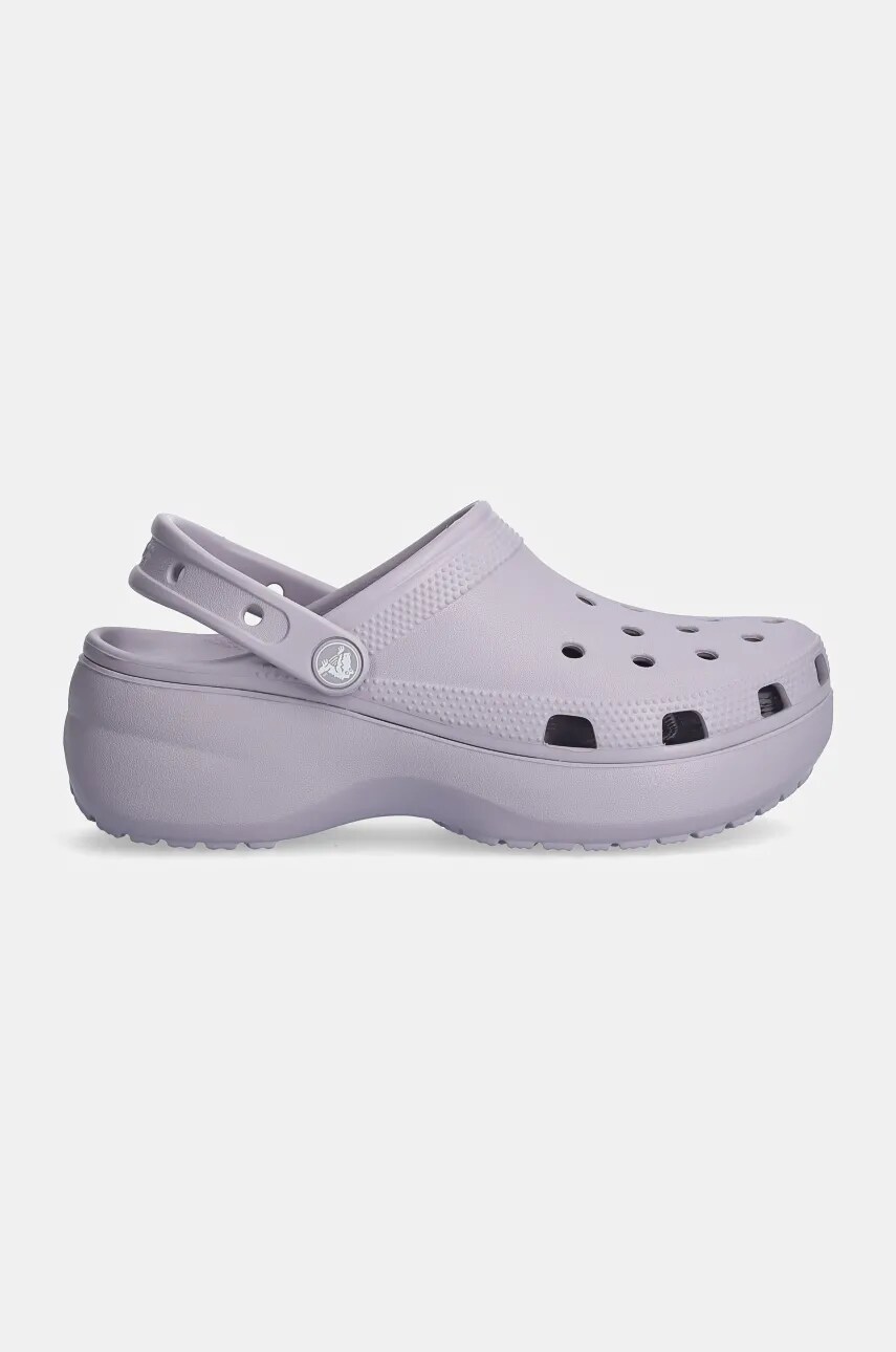 Шльопанці Crocs Classic Platform Clog W жіночі колір сірий на платформі 206750