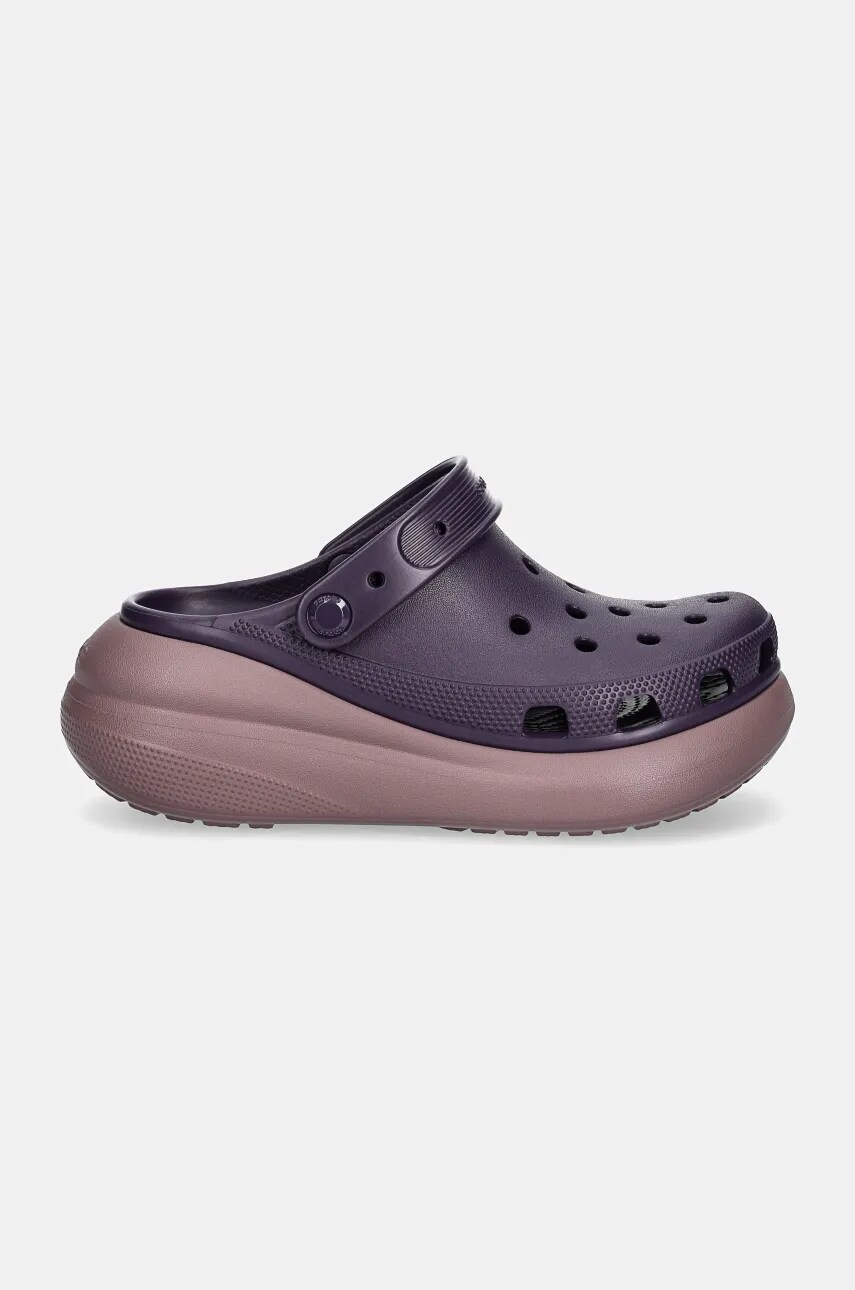 Шльопанці Crocs Classic Crush Clog жіночі колір фіолетовий на платформі 207521