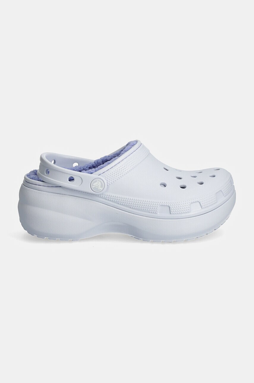 Шльопанці Crocs Classic Platform Lined Clog W жіночі колір фіолетовий на платформі 207938