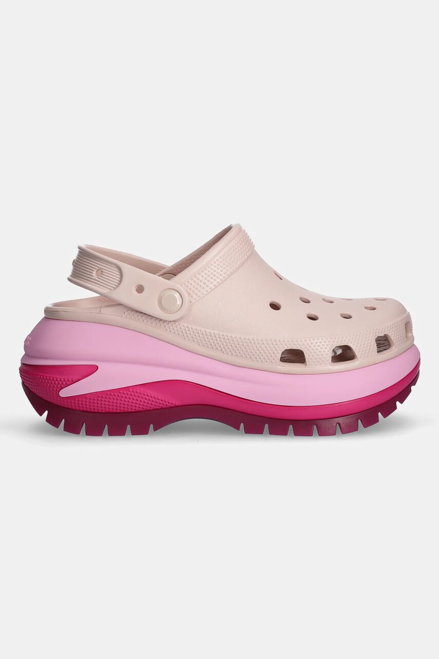 Шльопанці Crocs Mega Crush Matte Clog жіночі колір рожевий на платформі 210749